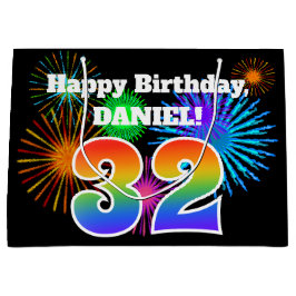 Roligt Fireworks + Rainbow Mönster ’32’ Birthday #