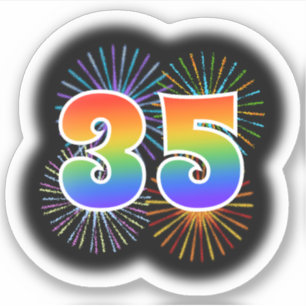 Roligt Fireworks + Rainbow Mönster "35", händelsen Klistermärken