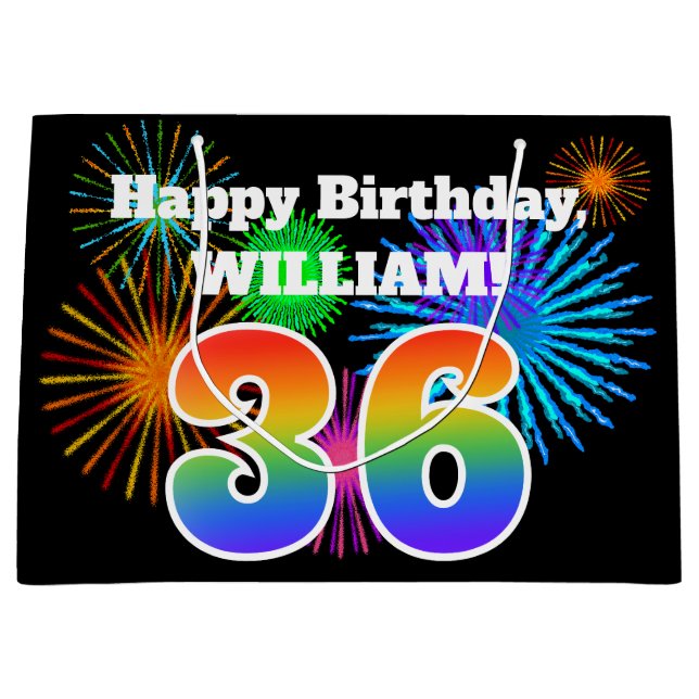 Roligt Fireworks + Rainbow Mönster "36" Birthday # (Framsidan)