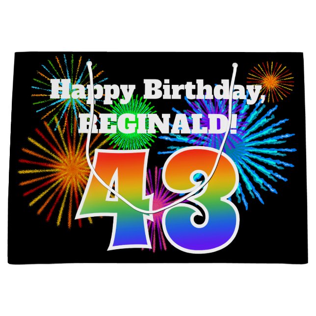 Roligt Fireworks + Rainbow Mönster "43" Birthday # (Framsidan)
