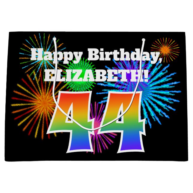 Roligt Fireworks + Rainbow Mönster "44" Birthday # (Framsidan)