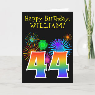 Roligt Fireworks + Rainbow Mönster "44" Birthday # Kort