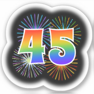 Roligt Fireworks + Rainbow Mönster "45", händelsen Klistermärken