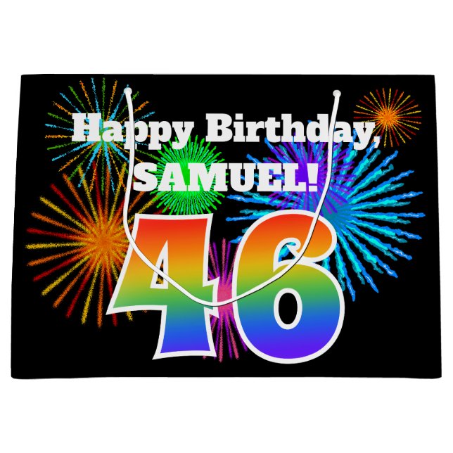 Roligt Fireworks + Rainbow Mönster "46" Birthday # (Framsidan)
