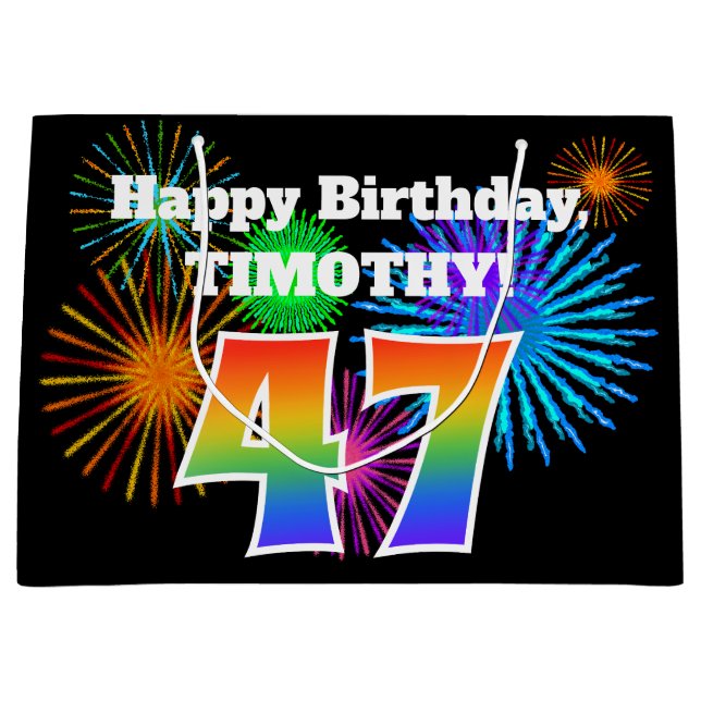 Roligt Fireworks + Rainbow Mönster "47" Birthday # (Framsidan)