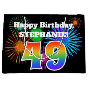 Roligt Fireworks + Rainbow Mönster "49" Birthday #