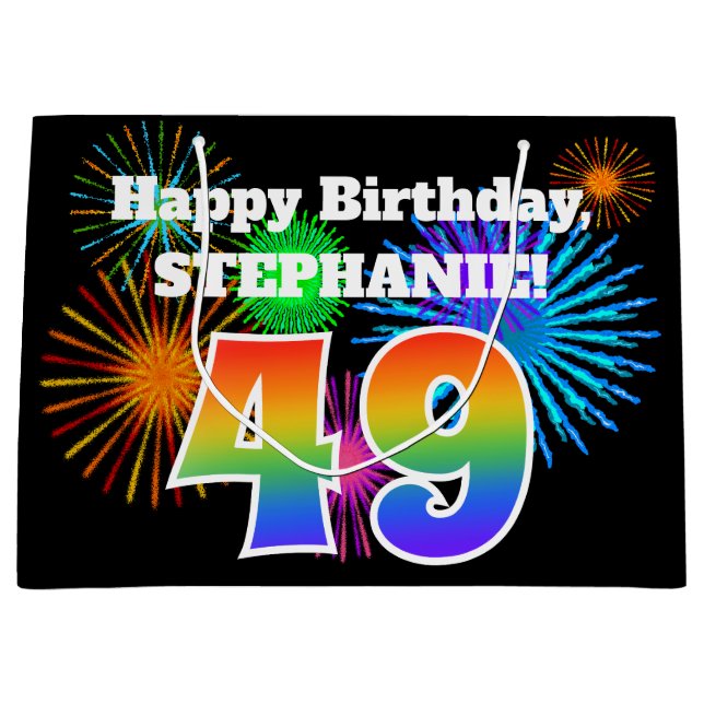 Roligt Fireworks + Rainbow Mönster "49" Birthday # (Framsidan)
