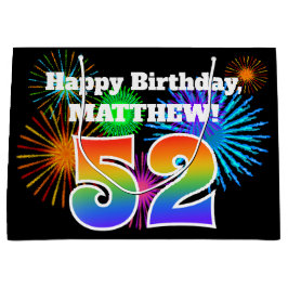 Roligt Fireworks + Rainbow Mönster ’52’ Birthday #