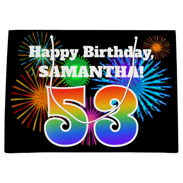 Roligt Fireworks + Rainbow Mönster ’53’ Birthday # (Framsidan)