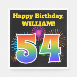Roligt Fireworks + Rainbow Mönster ’54’ Birthday # Pappersservett