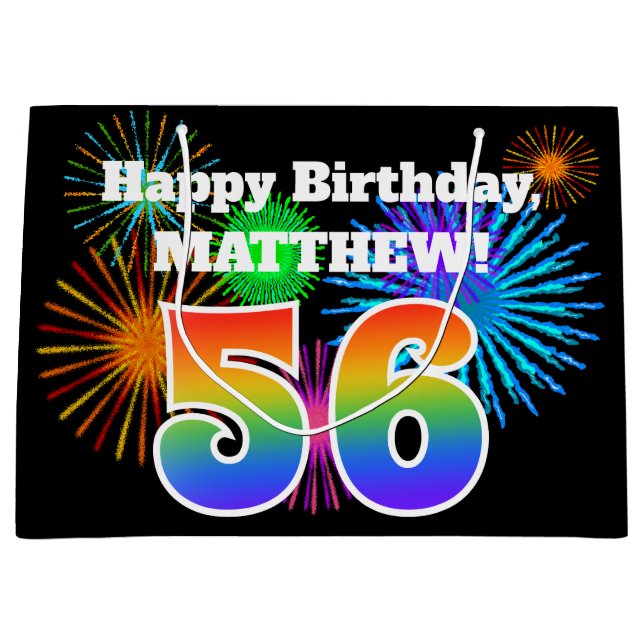 Roligt Fireworks + Rainbow Mönster "56" Birthday # (Framsidan)