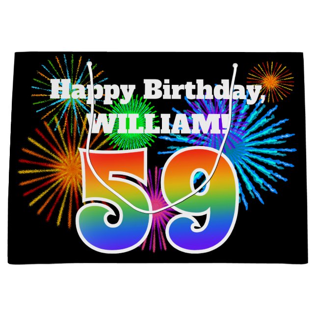 Roligt Fireworks + Rainbow Mönster "59" Birthday # (Framsidan)