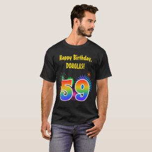 Roligt Fireworks + Rainbow Mönster "59" Birthday # T Shirt