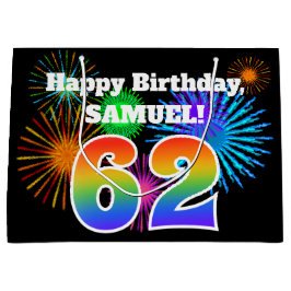 Roligt Fireworks + Rainbow Mönster ’62’ Birthday #