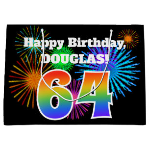 Roligt Fireworks + Rainbow Mönster ’64’ Birthday #