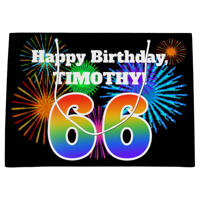 Roligt Fireworks + Rainbow Mönster "66" Birthday # (Framsidan)