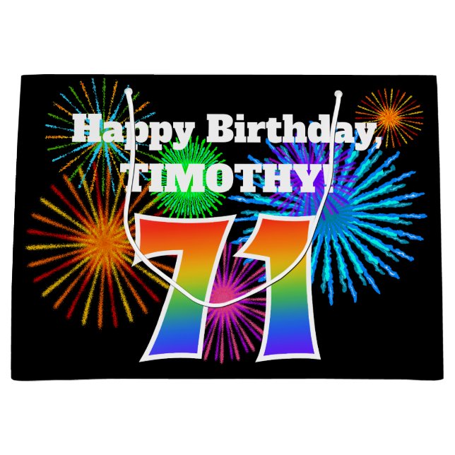 Roligt Fireworks + Rainbow Mönster ’71’ Birthday # (Framsidan)