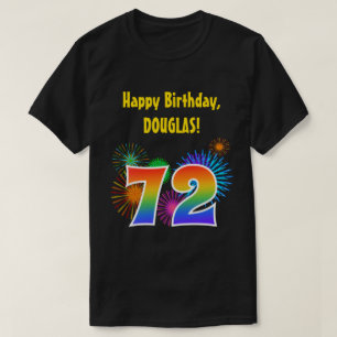 Roligt Fireworks + Rainbow Mönster ’72’ Birthday # T Shirt
