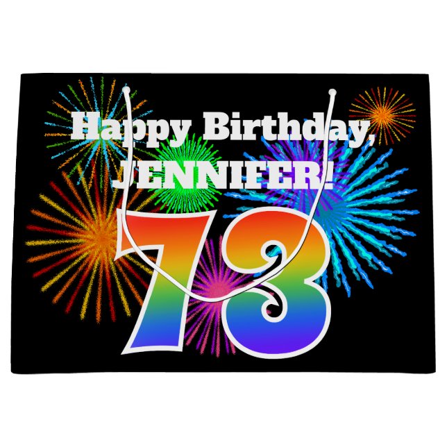 Roligt Fireworks + Rainbow Mönster ’73’ Birthday # (Framsidan)