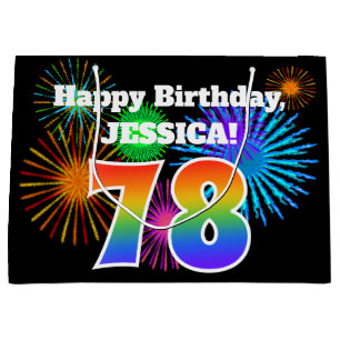 Roligt Fireworks + Rainbow Mönster ’78’ Birthday #