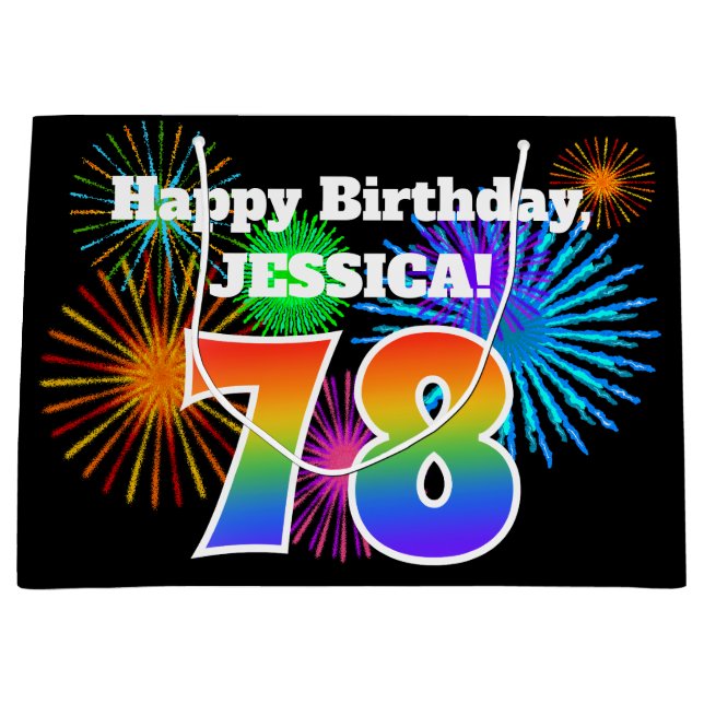 Roligt Fireworks + Rainbow Mönster ’78’ Birthday # (Framsidan)