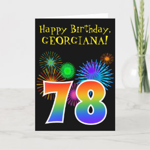 Roligt Fireworks + Rainbow Mönster ’78’ Birthday # Kort