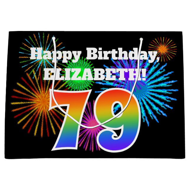 Roligt Fireworks + Rainbow Mönster ’79’ Birthday # (Framsidan)