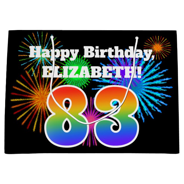 Roligt Fireworks + Rainbow Mönster "83" Birthday # (Framsidan)