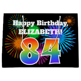 Roligt Fireworks + Rainbow Mönster "84" Birthday #