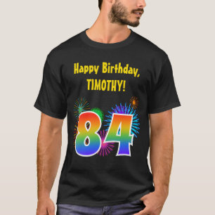 Roligt Fireworks + Rainbow Mönster "84" Birthday # T Shirt