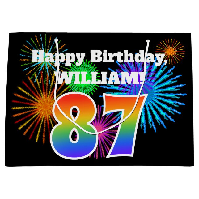 Roligt Fireworks + Rainbow Mönster "87" Birthday # (Framsidan)