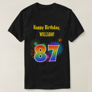 Roligt Fireworks + Rainbow Mönster "87" Birthday # T Shirt
