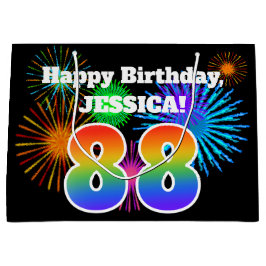 Roligt Fireworks + Rainbow Mönster "88" Birthday #