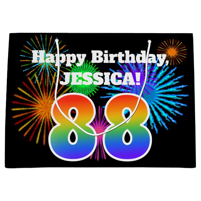 Roligt Fireworks + Rainbow Mönster "88" Birthday # (Framsidan)