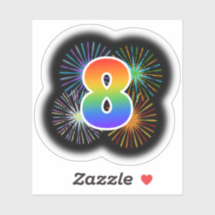 Roligt Fireworks + Rainbow Mönster "8", händelsenu Klistermärken