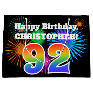 Roligt Fireworks + Rainbow Mönster ’92’ Birthday #