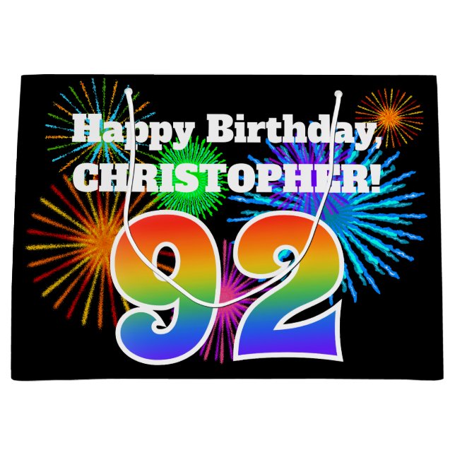 Roligt Fireworks + Rainbow Mönster ’92’ Birthday # (Framsidan)