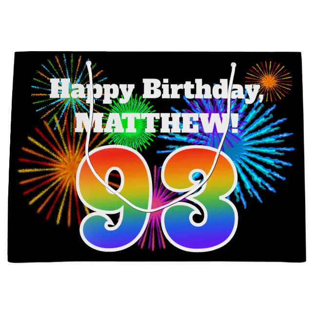 Roligt Fireworks + Rainbow Mönster ’93’ Birthday # (Framsidan)