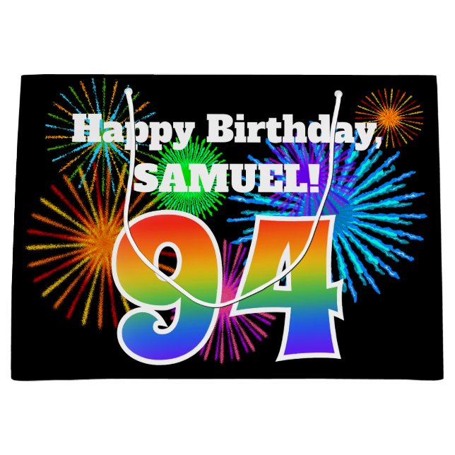 Roligt Fireworks + Rainbow Mönster ’94’ Birthday # (Framsidan)