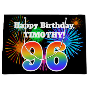 Roligt Fireworks + Rainbow Mönster ’96’ Birthday #