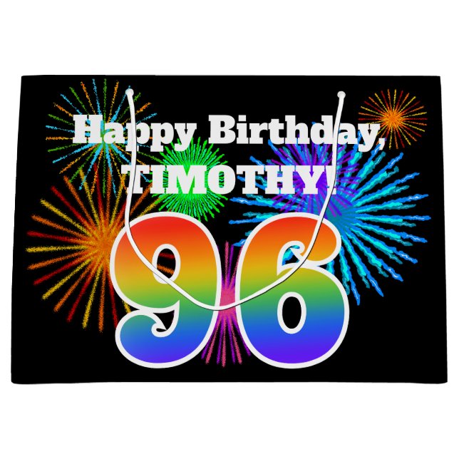 Roligt Fireworks + Rainbow Mönster ’96’ Birthday # (Framsidan)