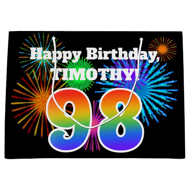 Roligt Fireworks + Rainbow Mönster ’98’ Birthday # (Framsidan)