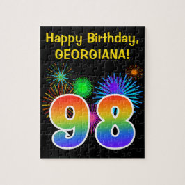 Roligt Fireworks + Rainbow Mönster ’98’ Birthday # Pussel