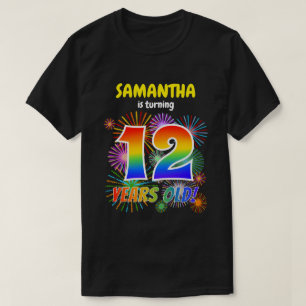 Roligt Fireworks, Regnbåge Se "12", 12:e födelseda T Shirt