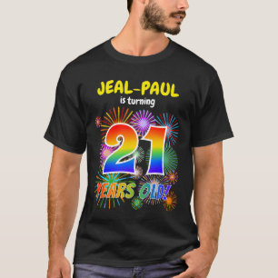 Roligt Fireworks, Regnbåge Titta "21", 21:a födels T Shirt