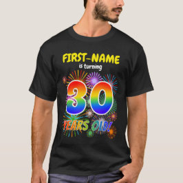 Roligt Fireworks, Regnbåge Titta "30", 30års födel T Shirt