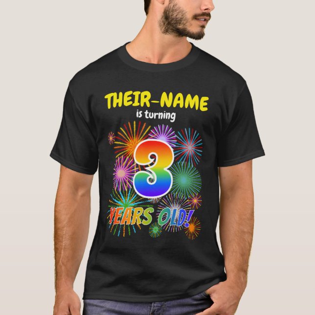 Roligt Fireworks, Regnbåge Titta "3", tredje födel T Shirt (Framsida)