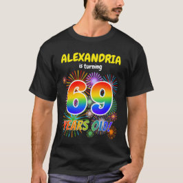 Roligt Fireworks, Regnbåge Titta "69", 69:e födels T Shirt