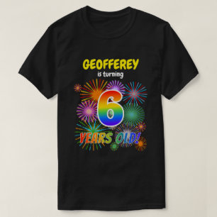 Roligt Fireworks, Regnbåge Titta "6", 6e födelseda T Shirt