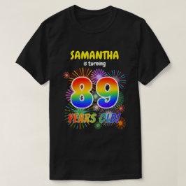 Roligt Fireworks, Regnbåge Titta "89", 89:e födels T Shirt